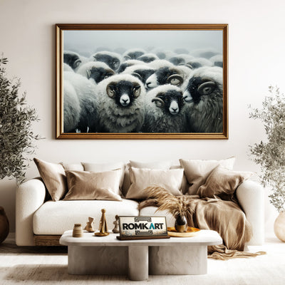 Iceland Sheep in Snowstorm Farm Animal Oil Painting - image 5