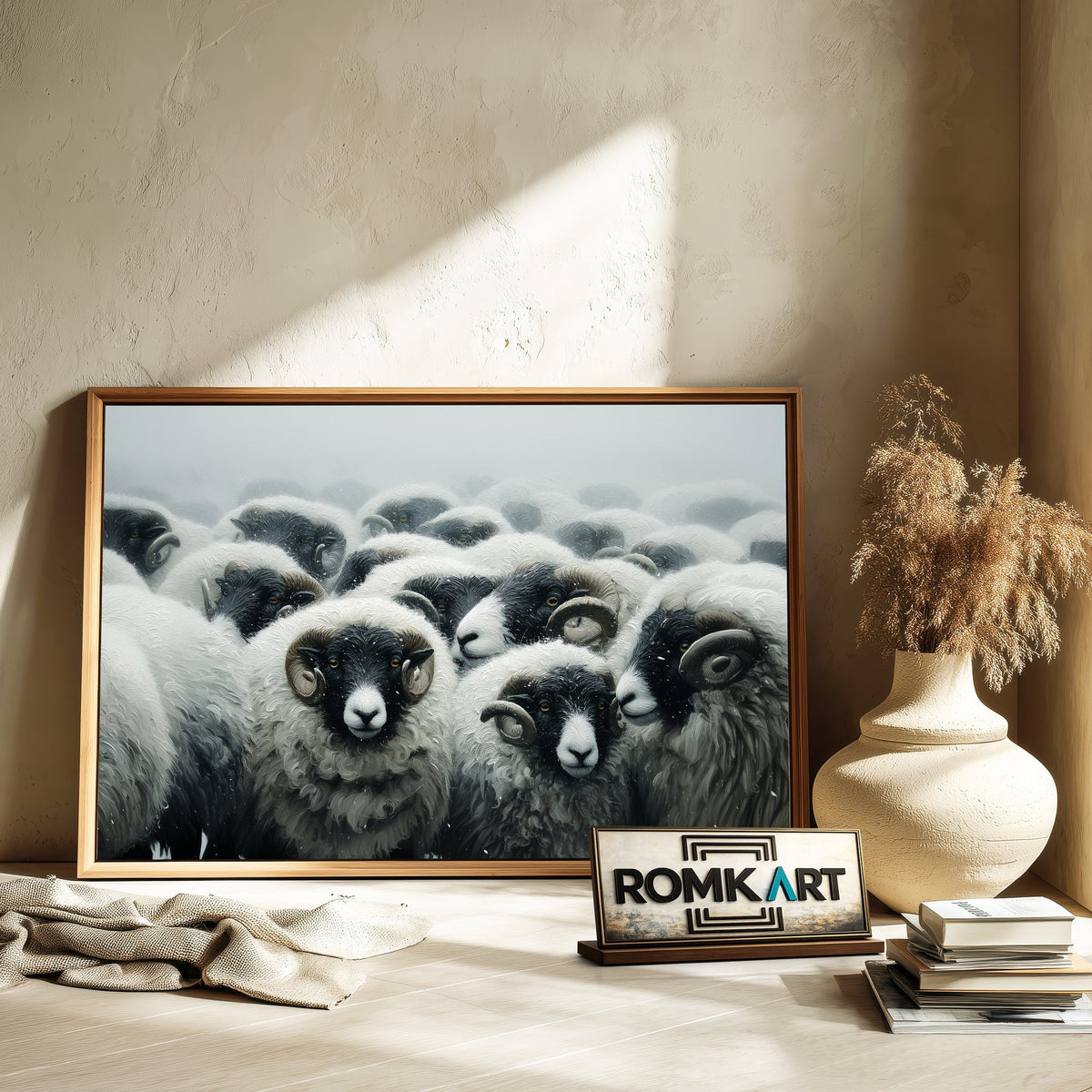 Iceland Sheep in Snowstorm Farm Animal Oil Painting - image 6