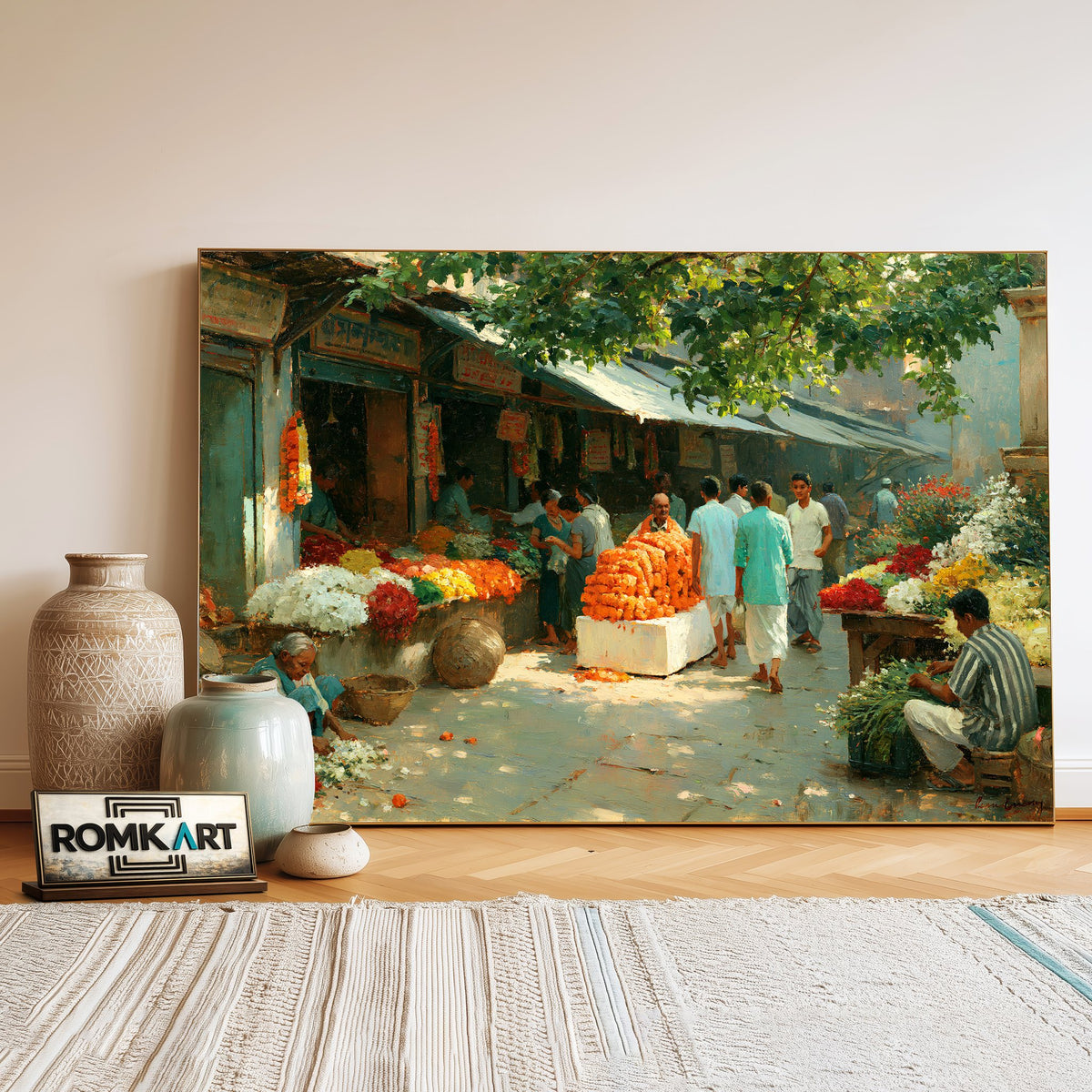 Indian flower market Oil Painting - image 3