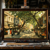 Indian neighborhood street hand-painted oil painting on canvas