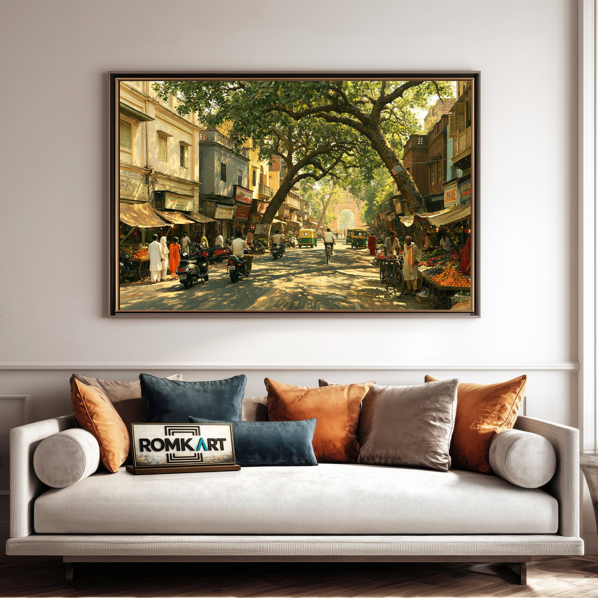 Indian neighborhood street Oil Painting - image 4
