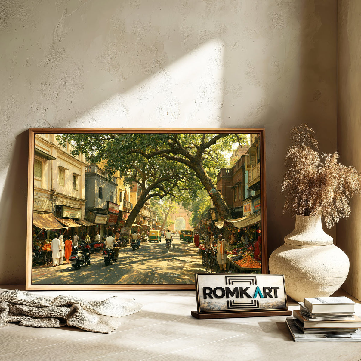 Indian neighborhood street Oil Painting - image 6