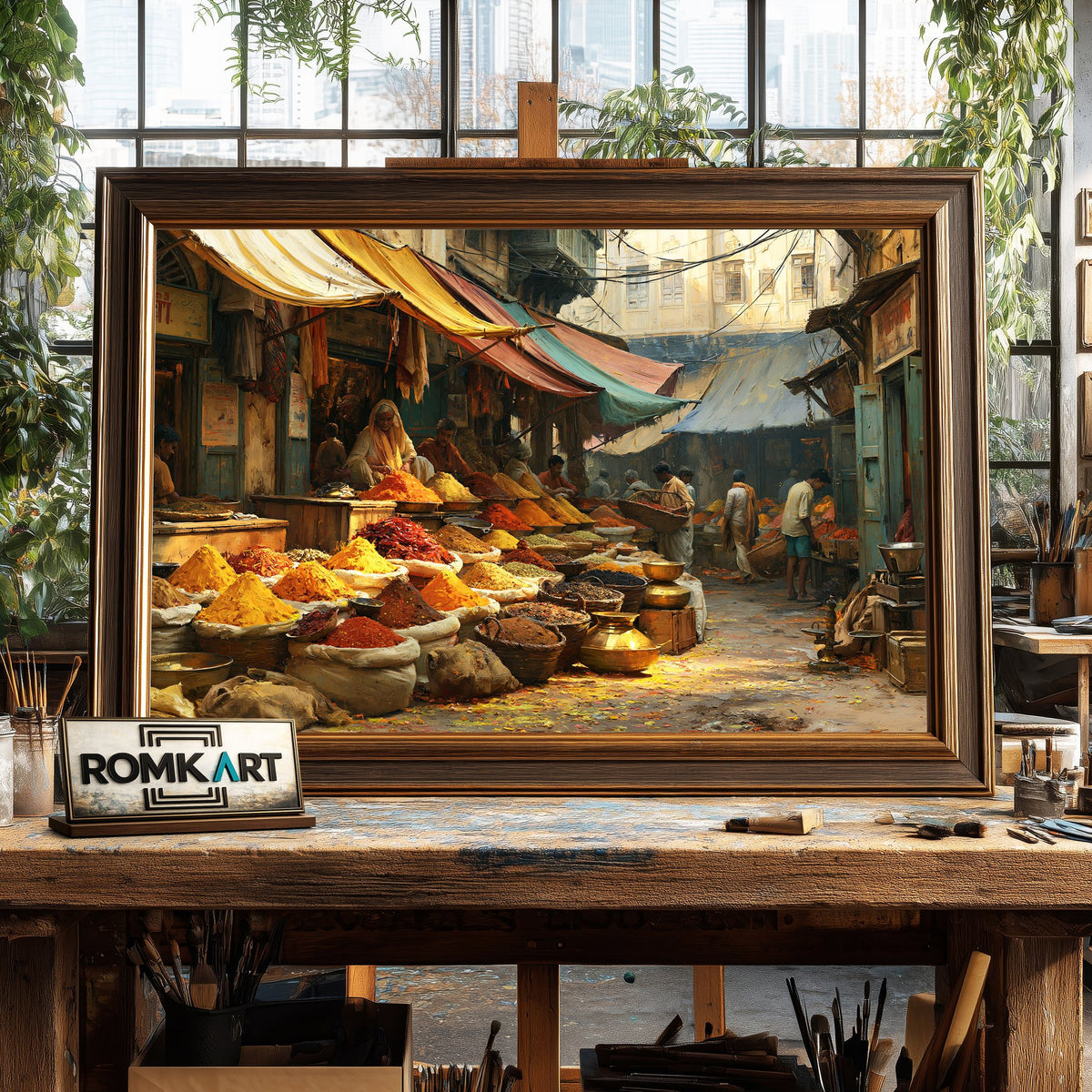 Indian Spice Bazaar Street Oil Painting - image 2