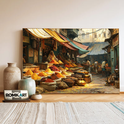 Indian Spice Bazaar Street Oil Painting - image 3