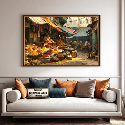 Indian Spice Bazaar Street Oil Painting - image 4