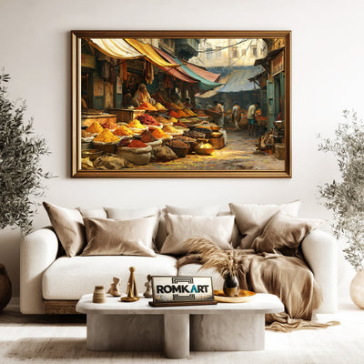 Indian Spice Bazaar Street Oil Painting - image 5