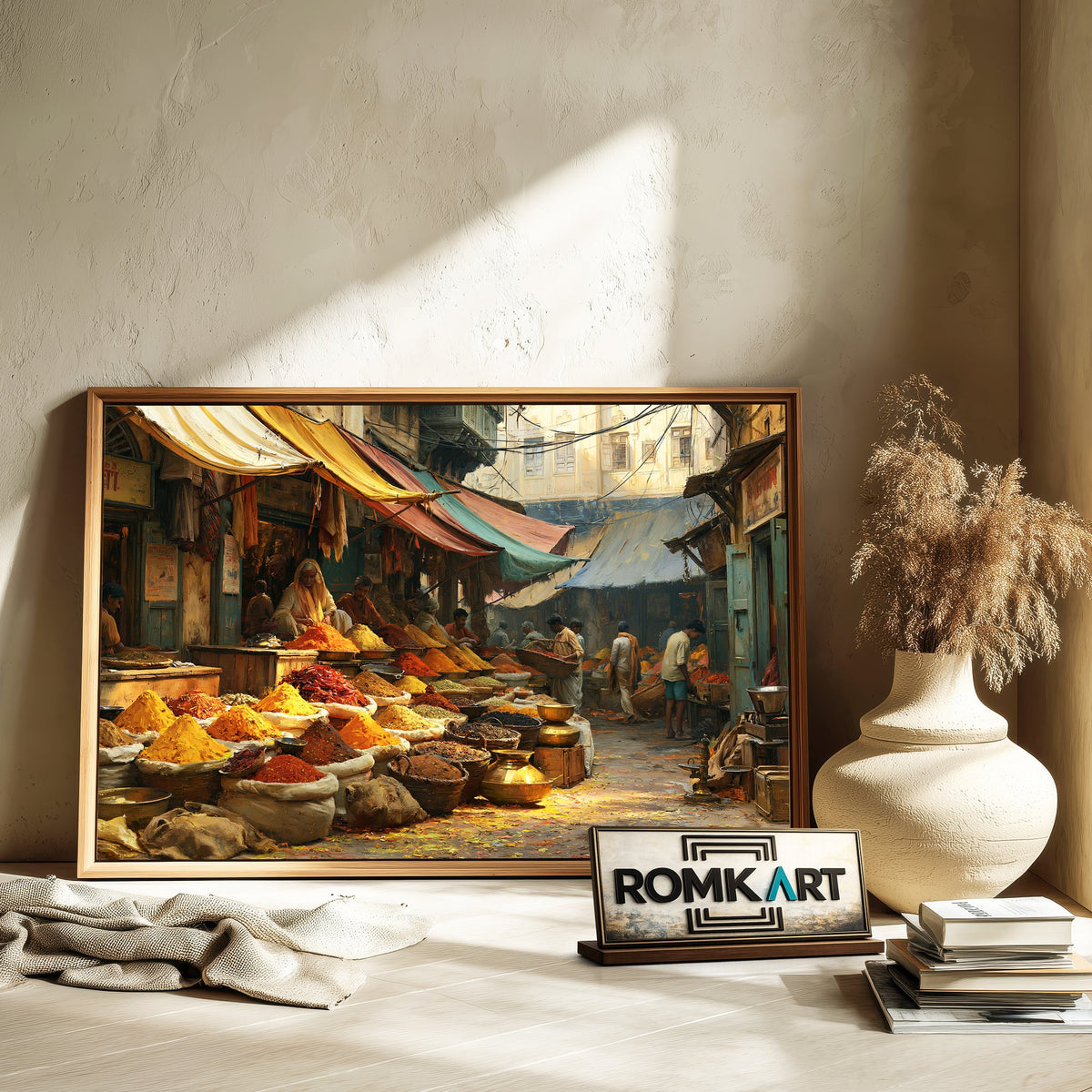 Indian Spice Bazaar Street Oil Painting - image 6
