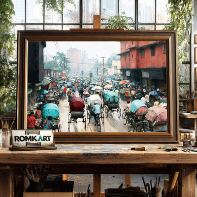 Indian Street Oil Painting - image 2