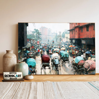 Indian Street Oil Painting - image 3