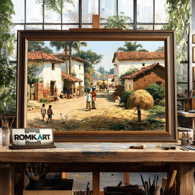 Indian village Oil Painting - image 2
