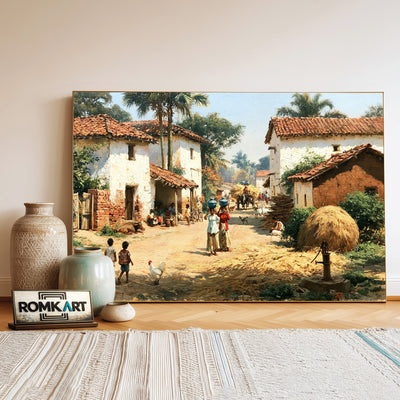 Indian village Oil Painting - image 3