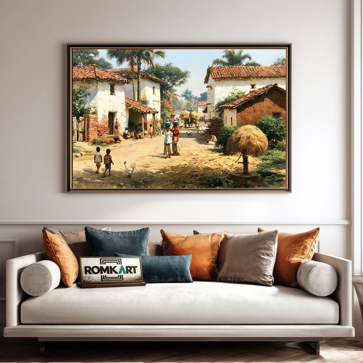 Indian village Oil Painting - image 4