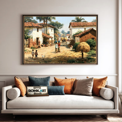 Indian village Oil Painting - image 4