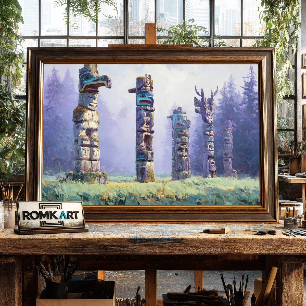 Indigenous totem Native American Oil Painting - image 2