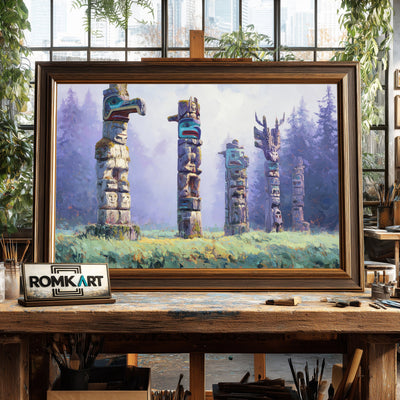 Indigenous totem Native American Oil Painting - image 2