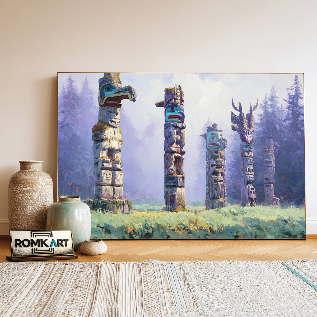 Indigenous totem Native American Oil Painting - image 3