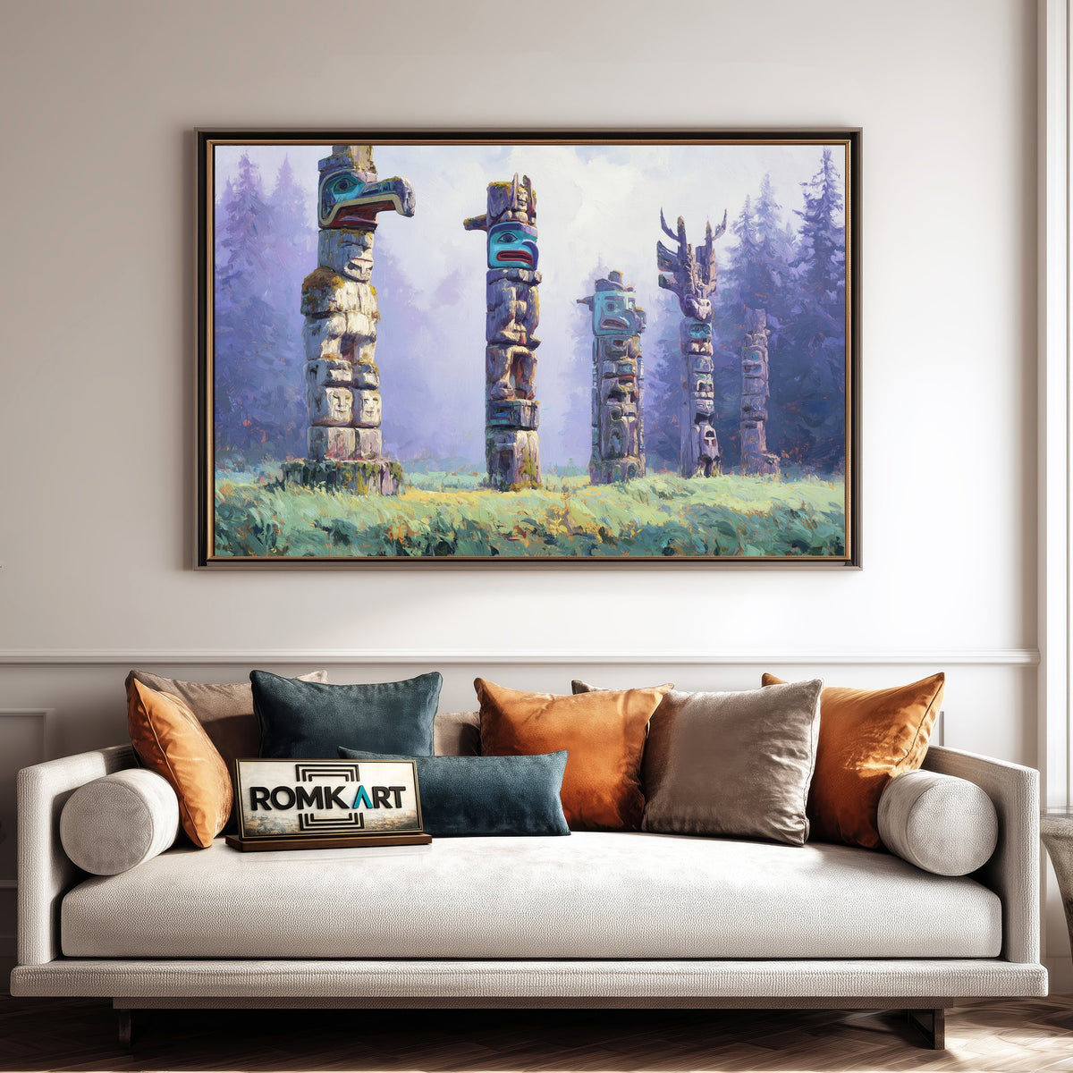 Indigenous totem Native American Oil Painting - image 4