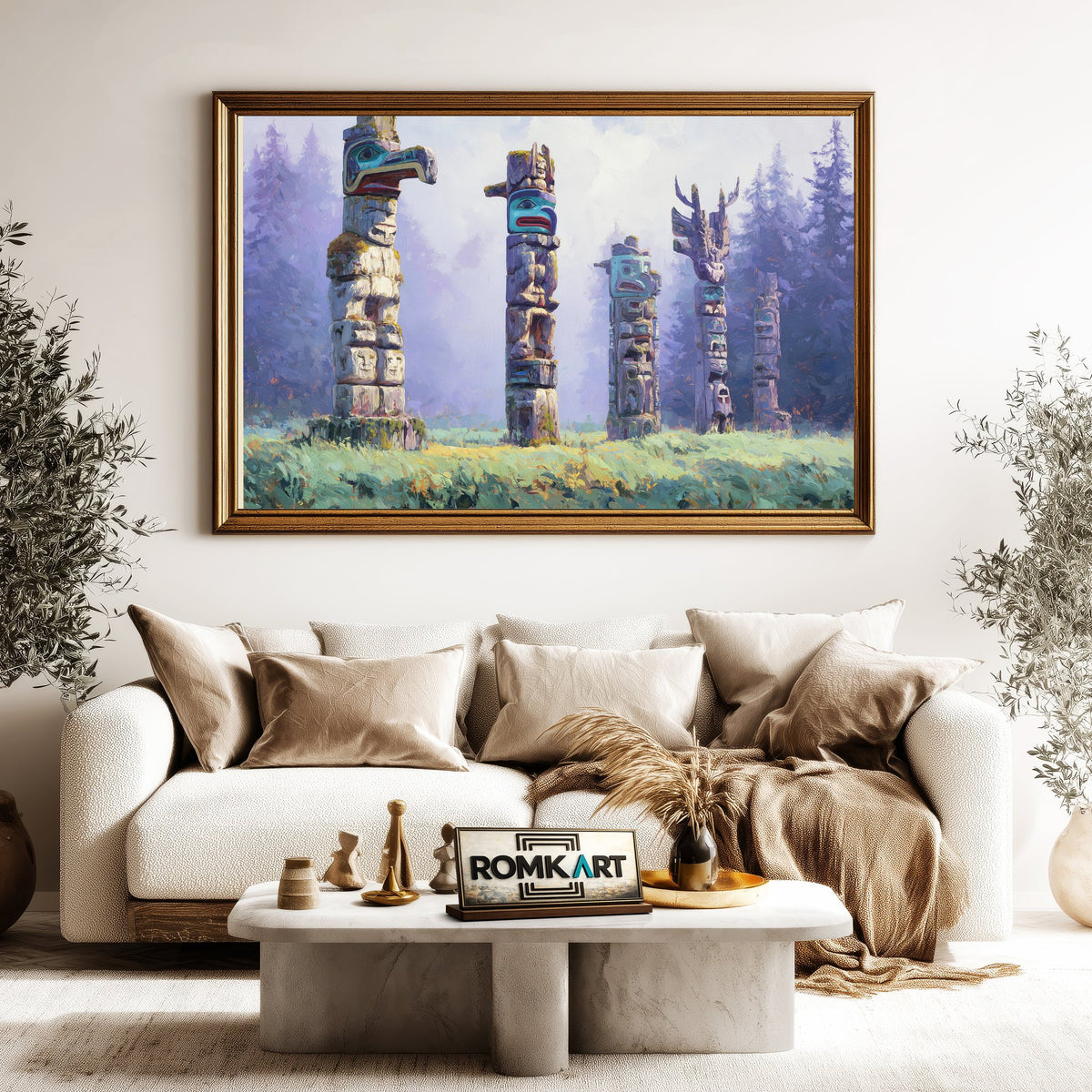 Indigenous totem Native American Oil Painting - image 5
