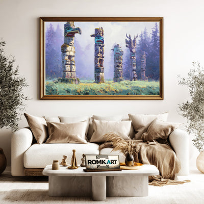 Indigenous totem Native American Oil Painting - image 5