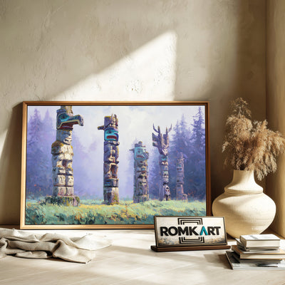 Indigenous totem Native American Oil Painting - image 6