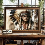 Indigenous Warrior Historical Oil Painting - image 2