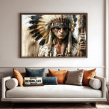 Indigenous Warrior Historical Oil Painting - image 4