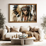 Indigenous Warrior Historical Oil Painting - image 5