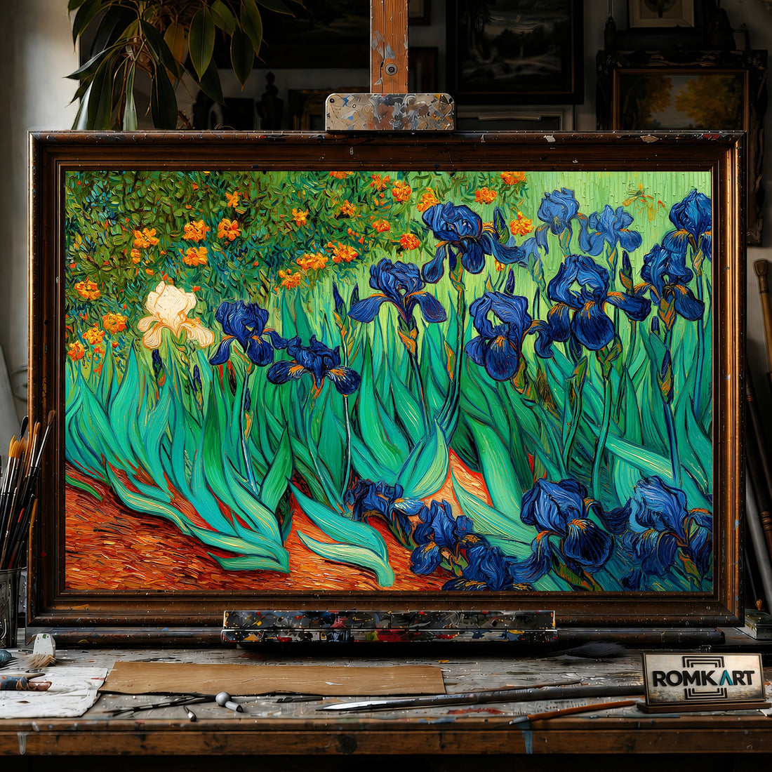 Iris garden - Hand-Painted Oil Painting - View 1