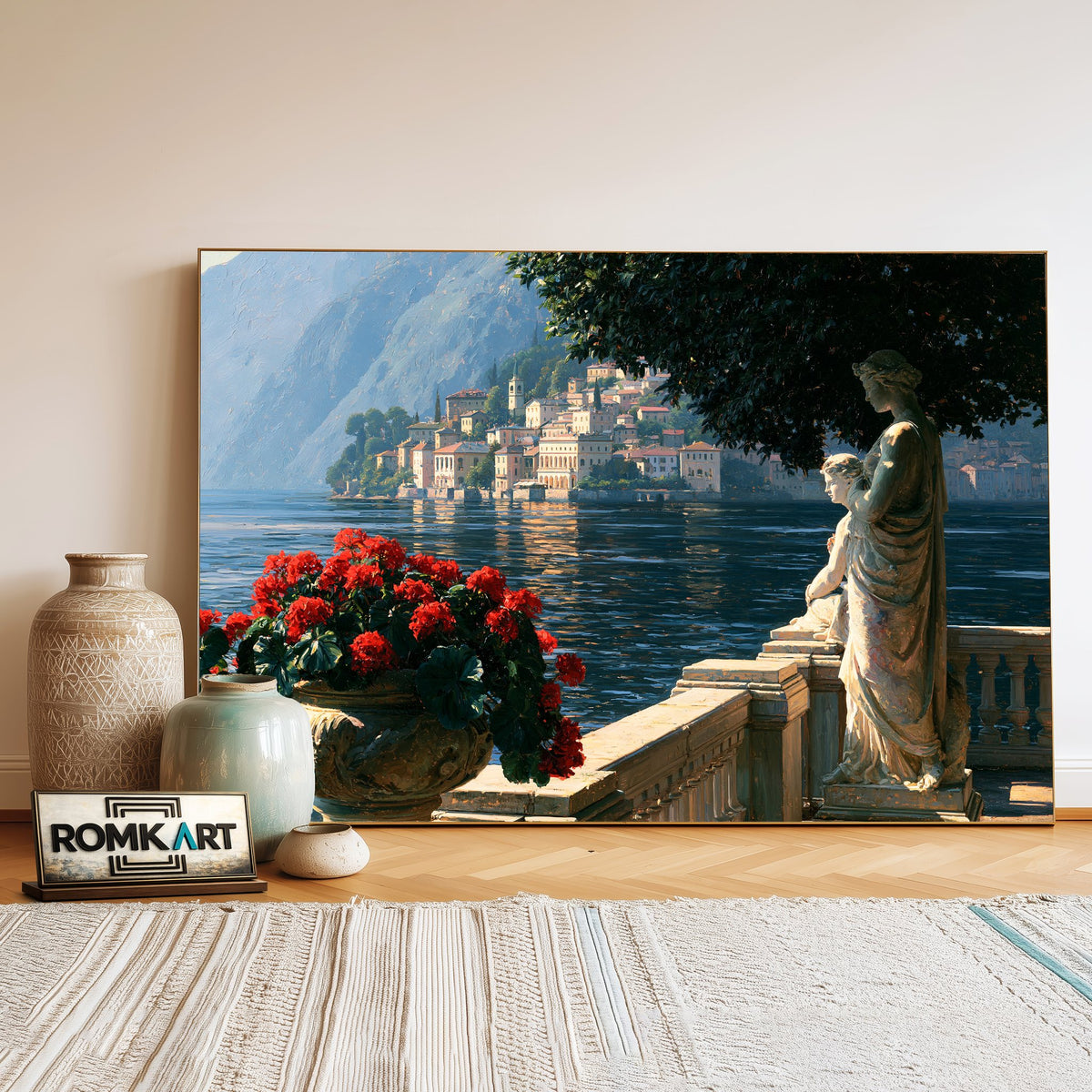 Italian Garden Terrace Countryside Oil Painting - image 3
