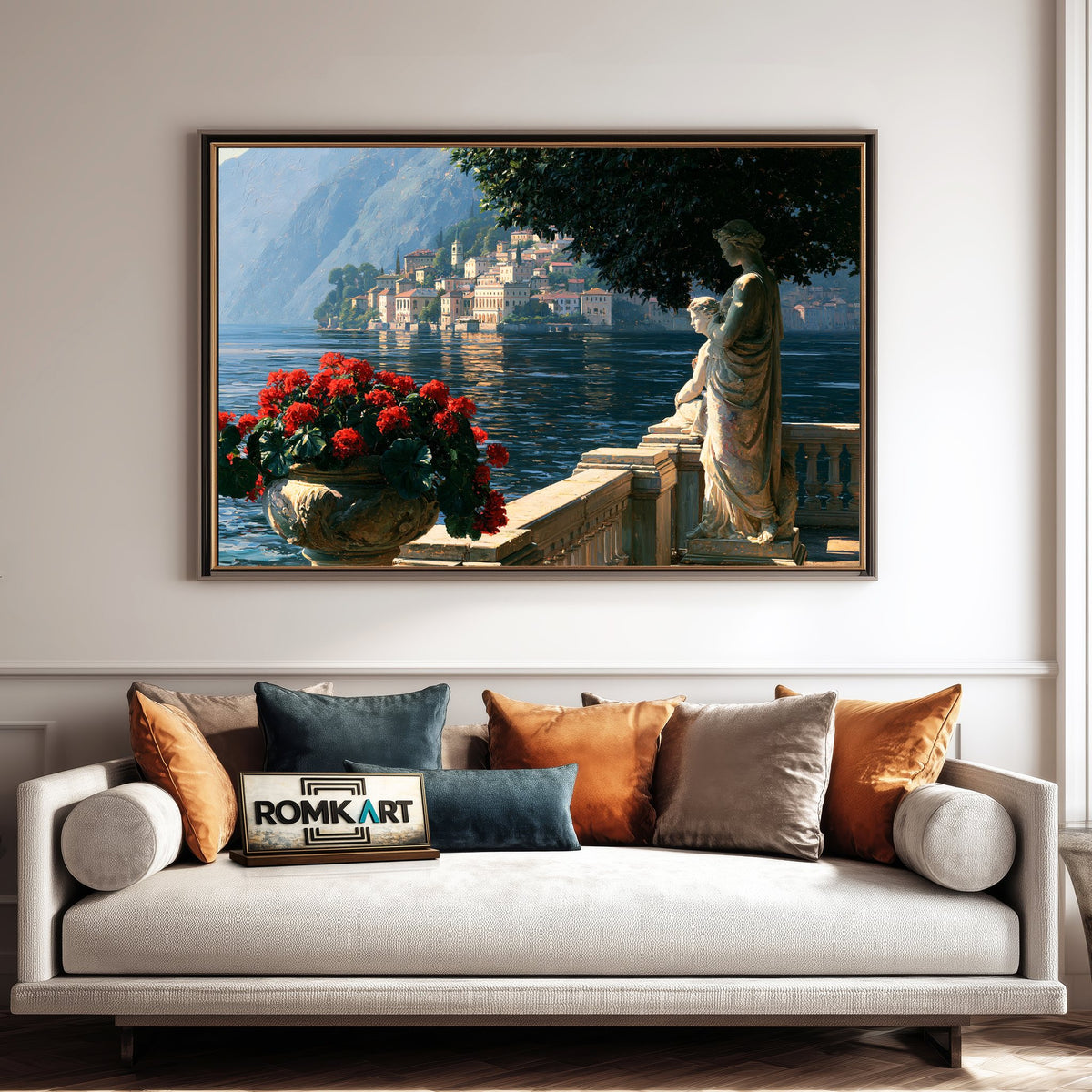 Italian Garden Terrace Countryside Oil Painting - image 4
