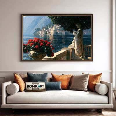 Italian Garden Terrace Countryside Oil Painting - image 4