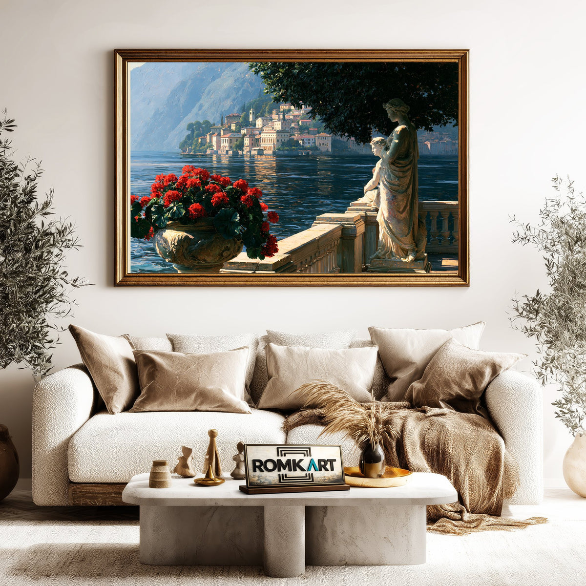 Italian Garden Terrace Countryside Oil Painting - image 5