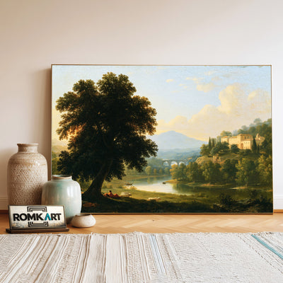 Italian Pastoral Landsccape Countryside Oil Painting - image 3