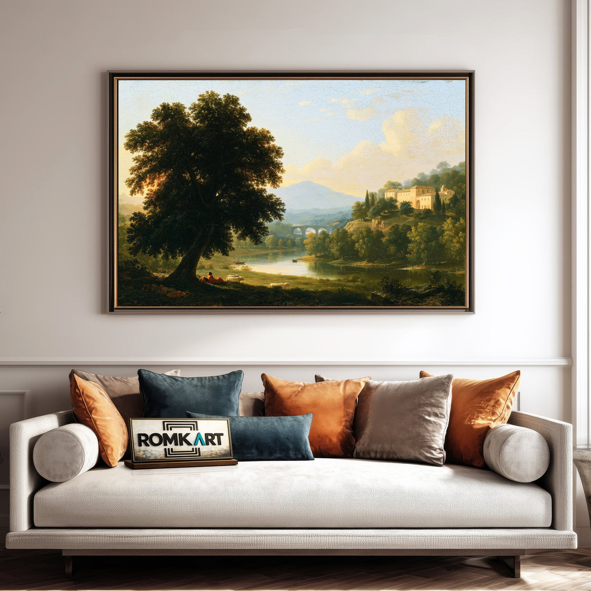 Italian Pastoral Landsccape Countryside Oil Painting - image 4
