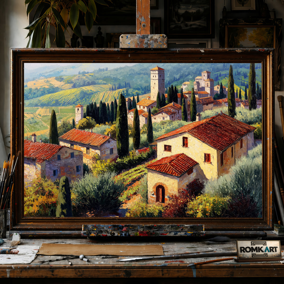 Italian Tuscan Landscape hand-painted oil painting on canvas