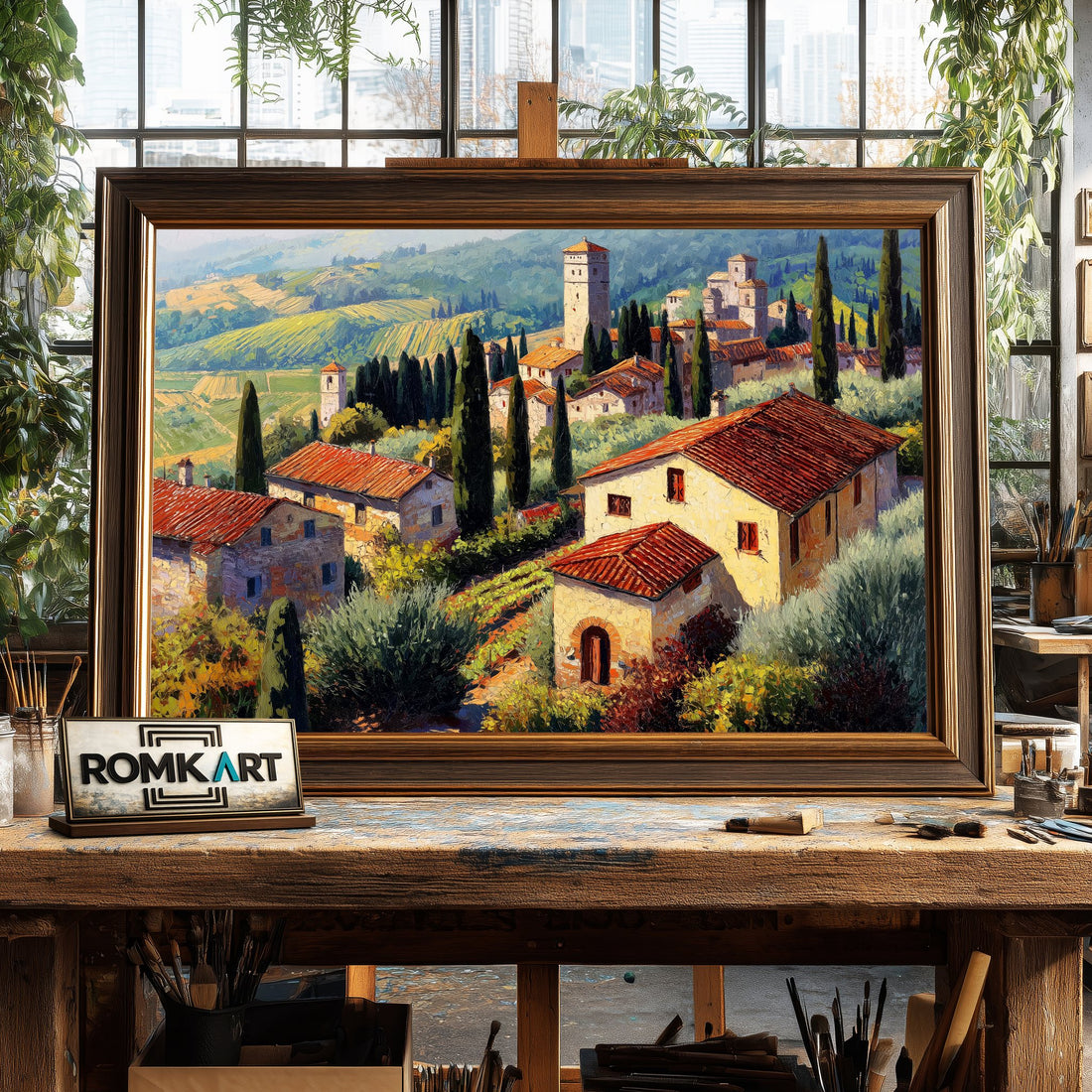 Italian Tuscan Landscape hand-painted oil painting on canvas