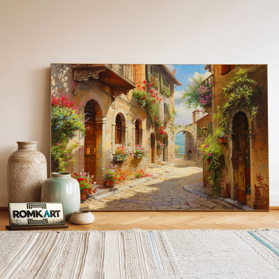 Italian village street Countryside Oil Painting - image 3