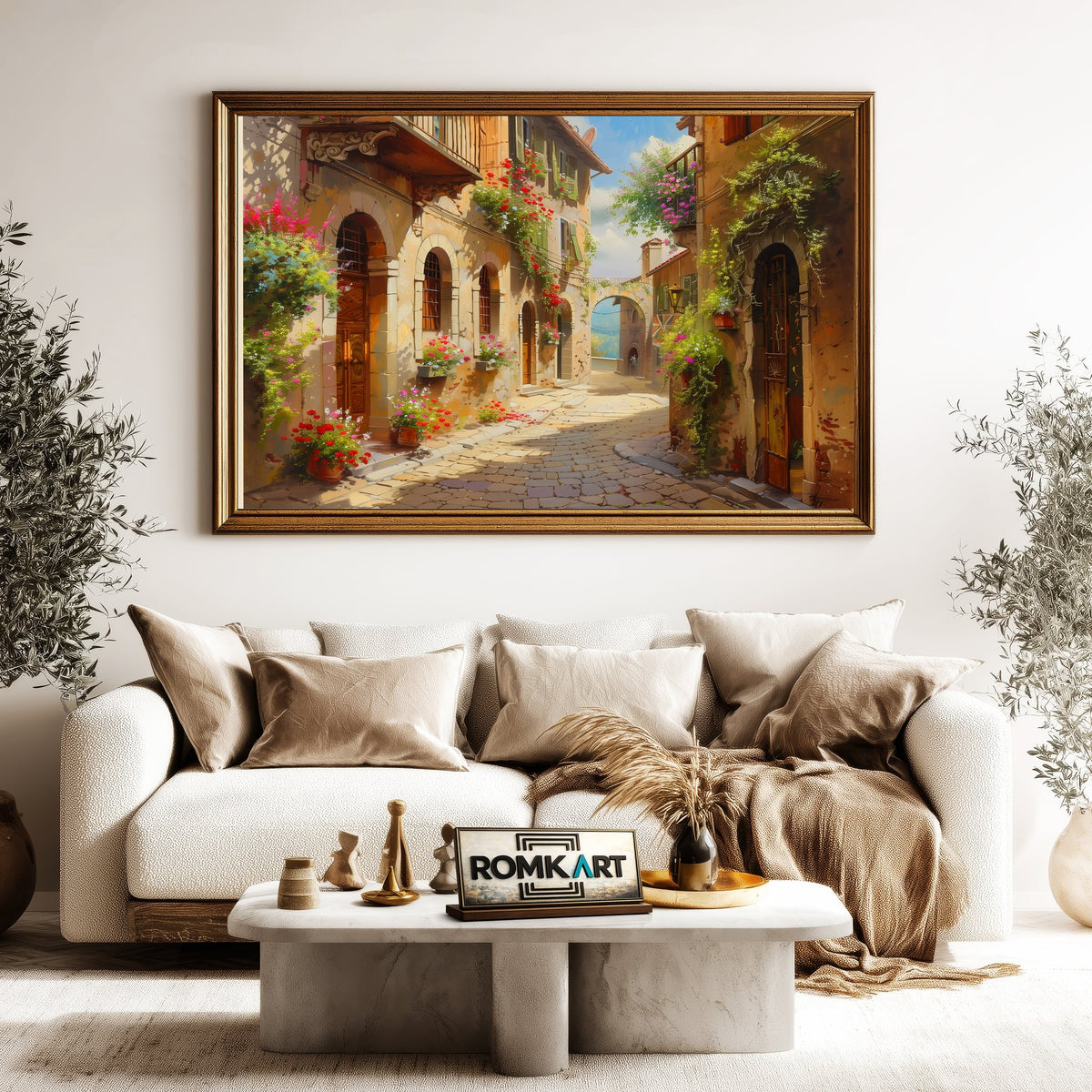 Italian village street Countryside Oil Painting - image 5