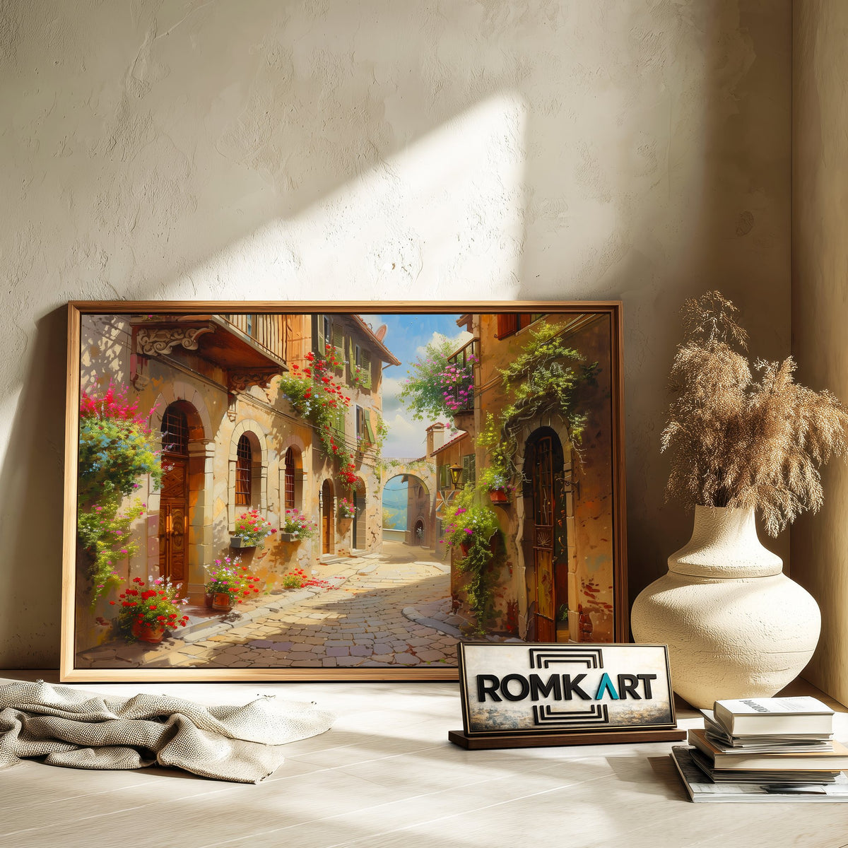 Italian village street Countryside Oil Painting - image 6
