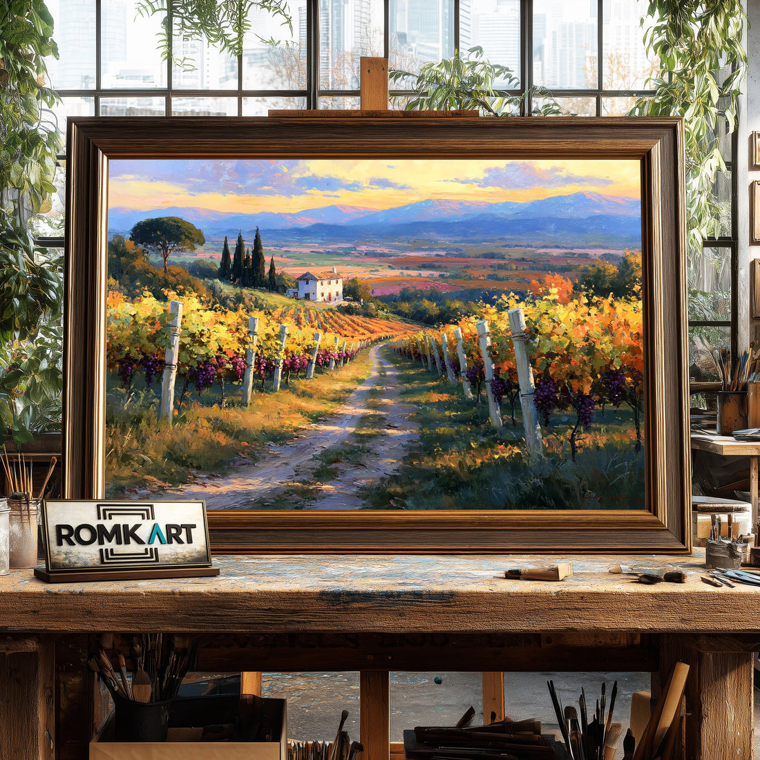 Italian Vineyard hand-painted oil painting on canvas