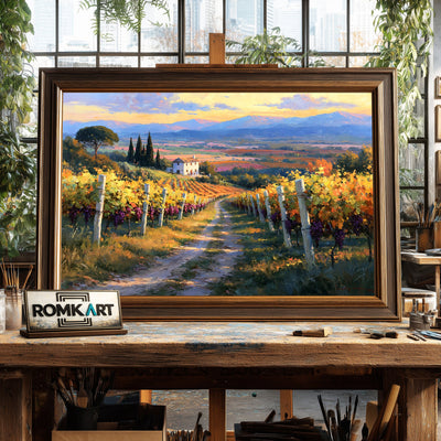 Italian Vineyard Countryside Oil Painting - image 2