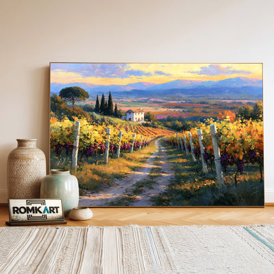Italian Vineyard Countryside Oil Painting - image 3