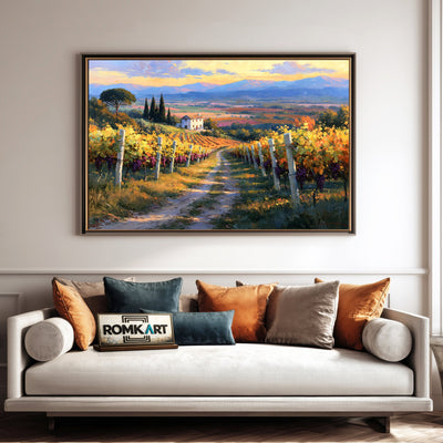 Italian Vineyard Countryside Oil Painting - image 4