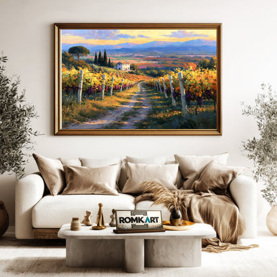 Italian Vineyard Countryside Oil Painting - image 5