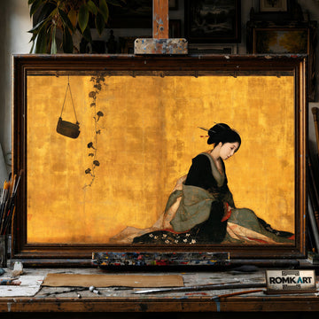 Japanese beauty (bijin ga) - Hand-Painted Oil Painting - View 1
