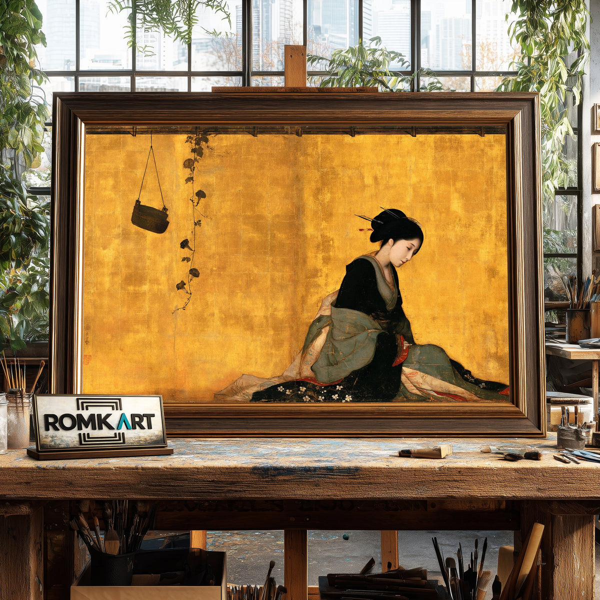 Japanese Beauty (Bijin Ga) Oil Painting - image 2