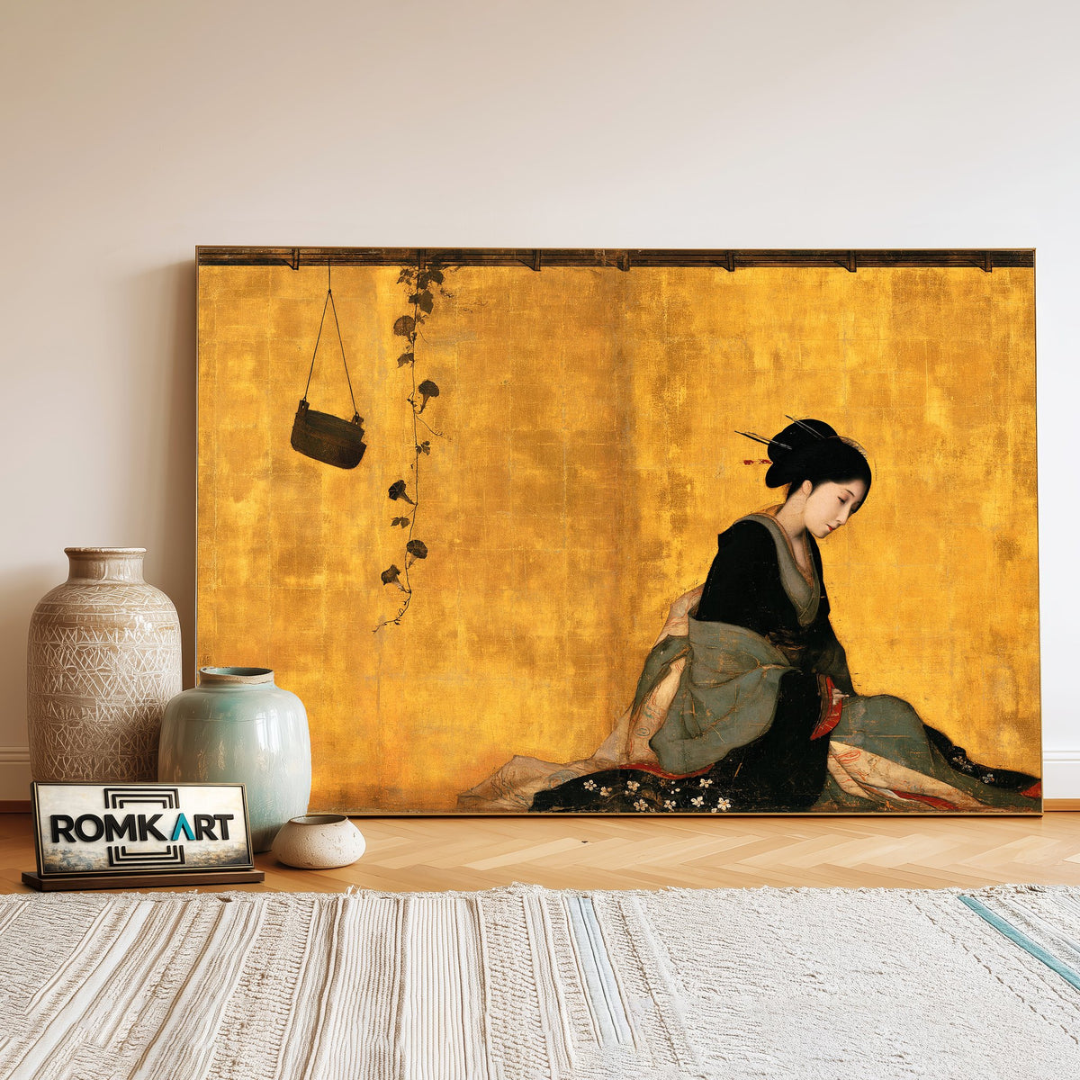 Japanese Beauty (Bijin Ga) Oil Painting - image 3