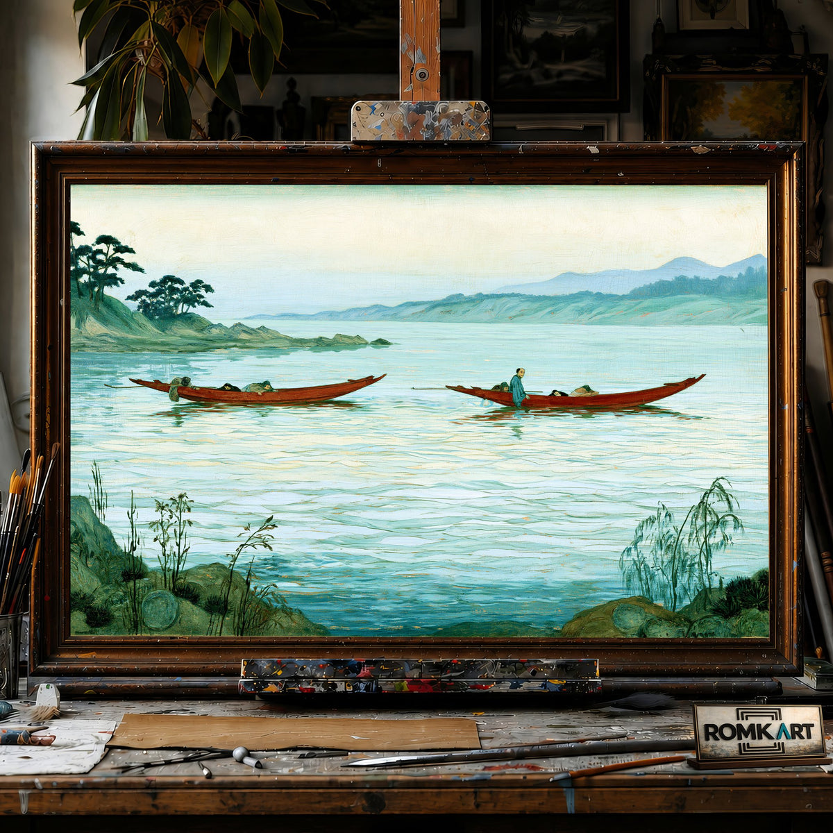 Japanese coastal - Hand-Painted Oil Painting - View 1