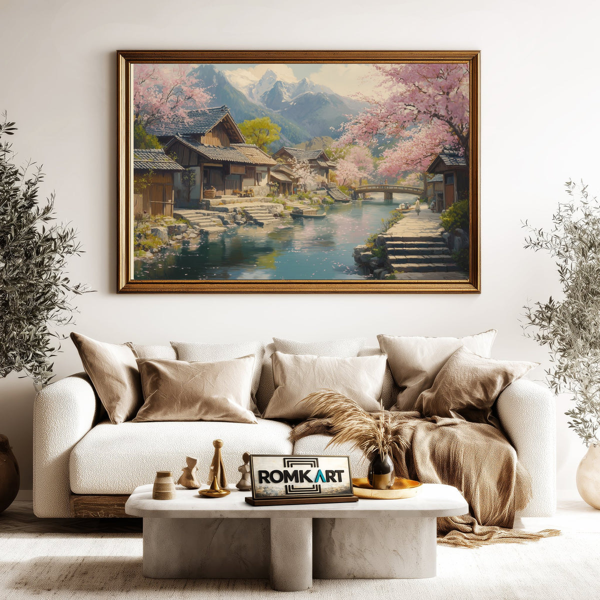 Japanese Countryside Asian Art Oil Painting - image 5