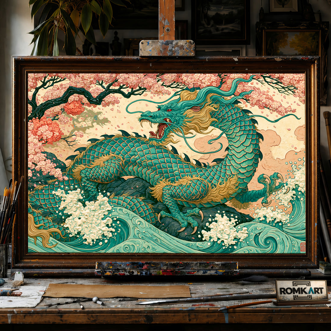 Japanese Dragon hand-painted oil painting on canvas